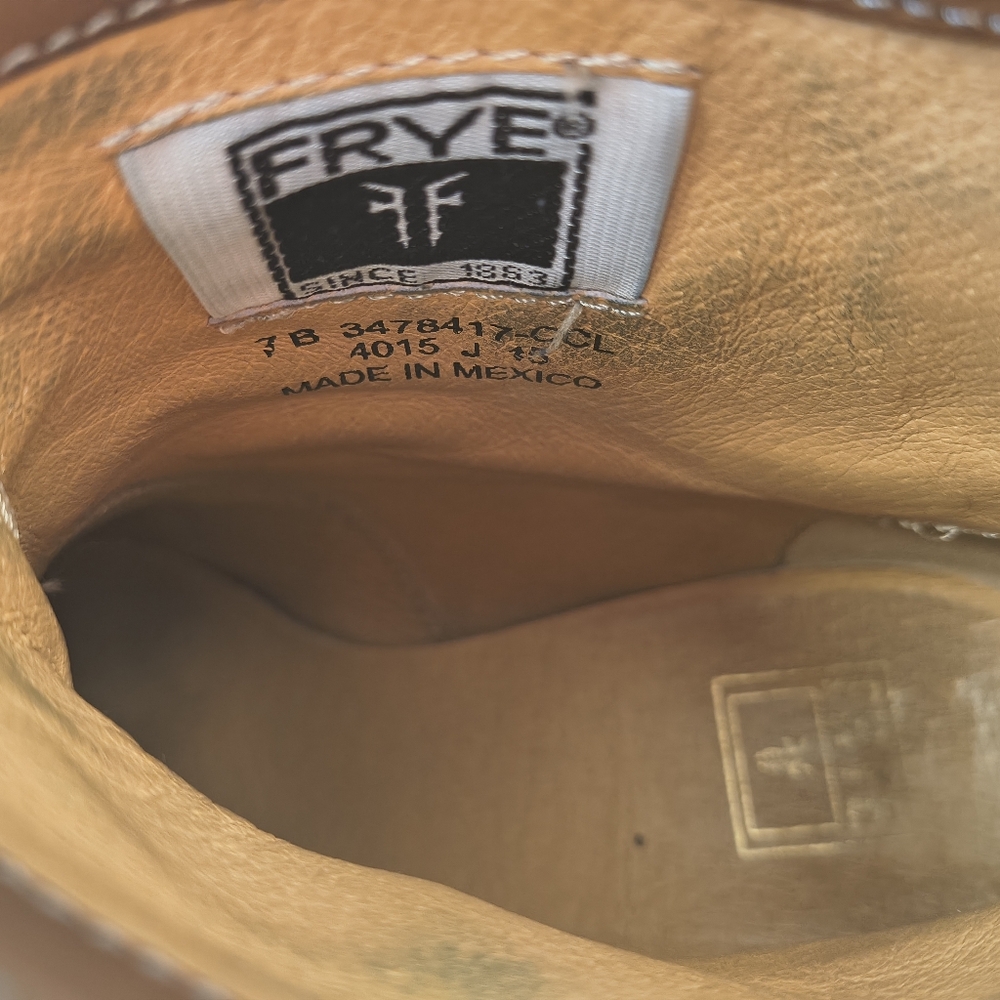 FRYE Zoe Ring Cognac Brown Leather Harness Boots Women's 7 - Picture 8 of 11